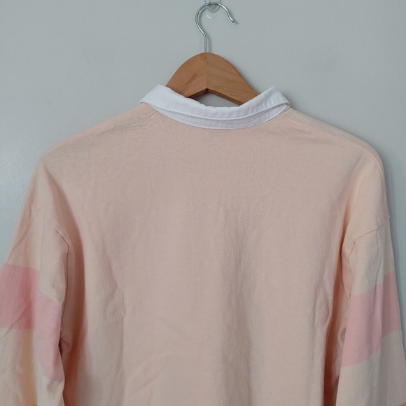 AE Studio American Eagle Crop Polo Long Sleeve Shirt Striped Size Small - Picture 11 of 14